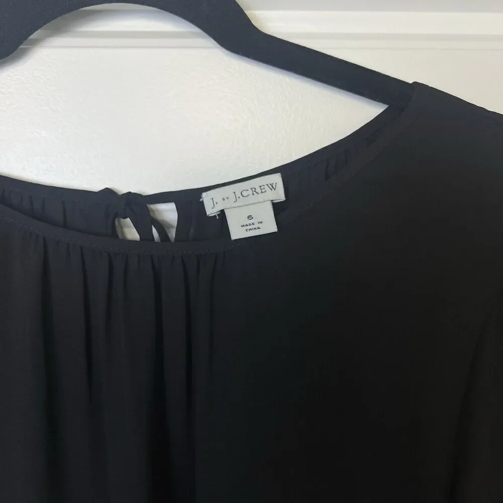 J. Crew Long Sleeve Sheer Black Blouse Size 6
